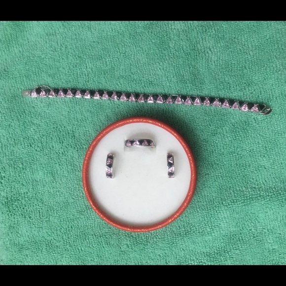 Suzanne Somers Pink & Black Earring Ring Bracelet - Picture 6 of 16